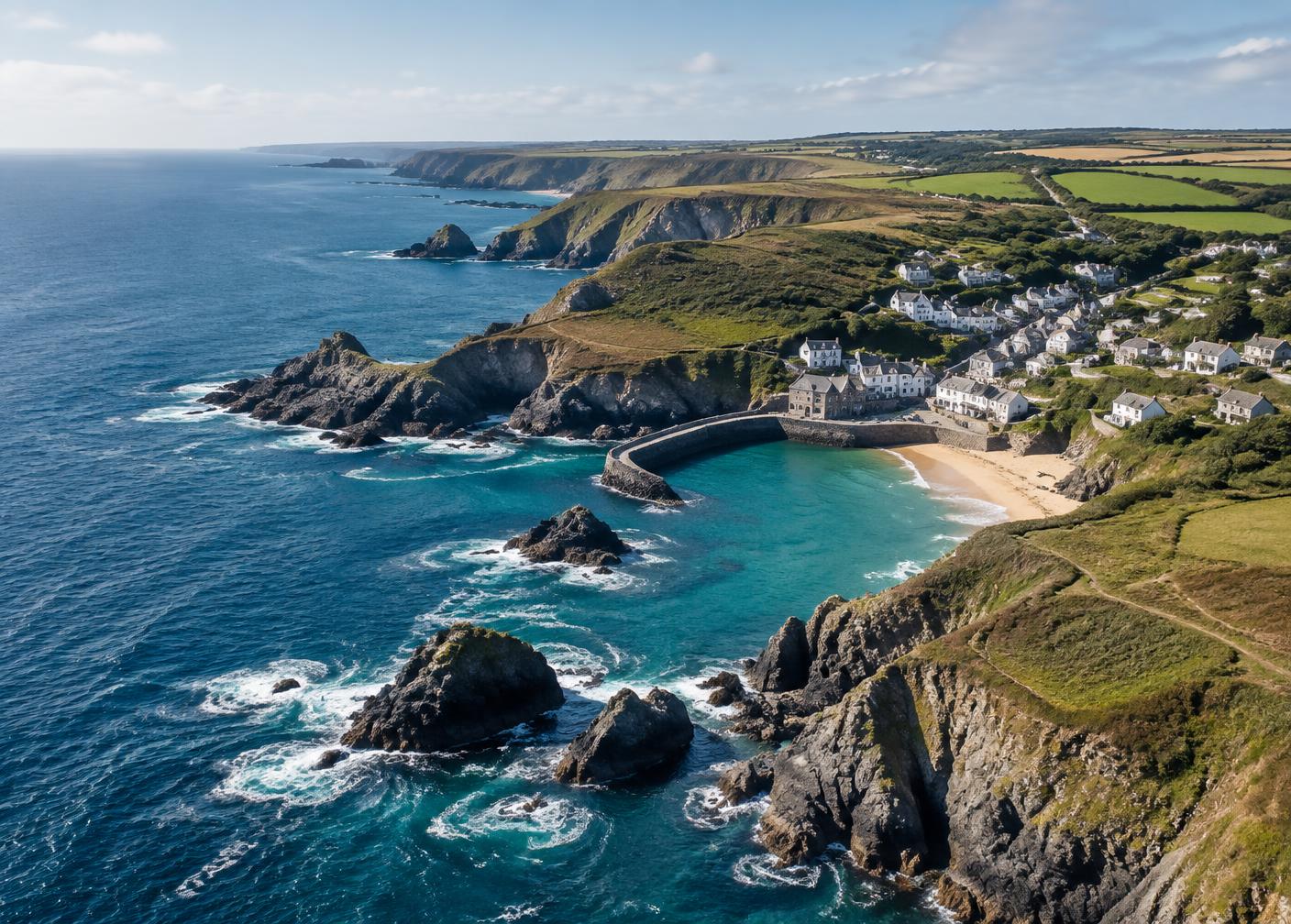 Cornwall coastline and coastal settlement