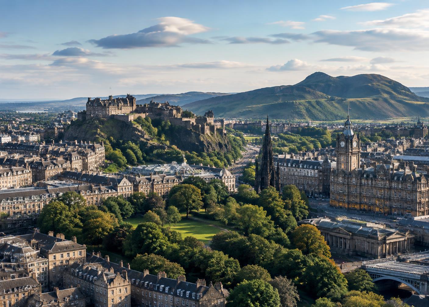Edinburgh skyline and surrounding landscape